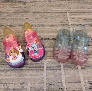 Toddler Girl Jelly Shoes Sandals Lot Bundle Paw Patrol And Glitter Jelly Shoes